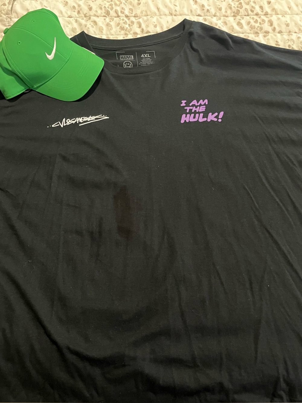 Marvel Black Short-Sleeve Tee with Purple 'I Am The Hulk' Print